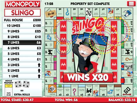 Play Free Slingo Monopoly Game .